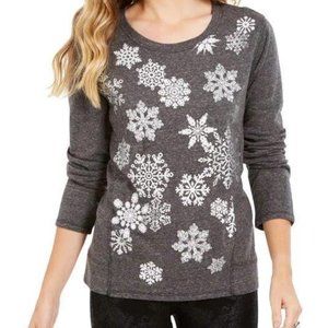 NWT STYLE & CO.  SNOWFLAKE GRAPHIC HEATHERED SWEATSHIRT  - 1x